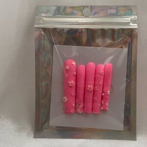 XXL pink matte press-on nails